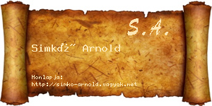 Simkó Arnold névjegykártya